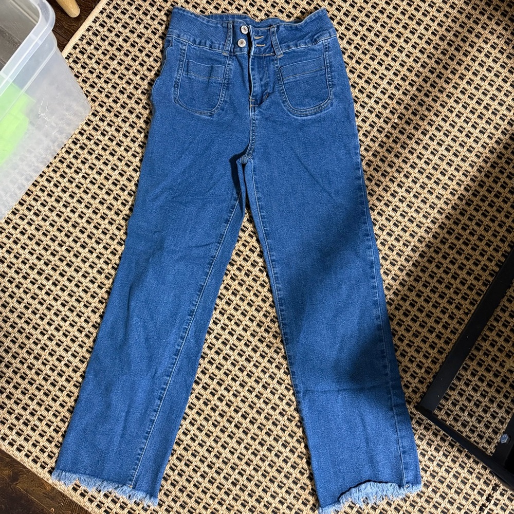 High-Rise Straight-Leg Women's Jeans in Denim Blue